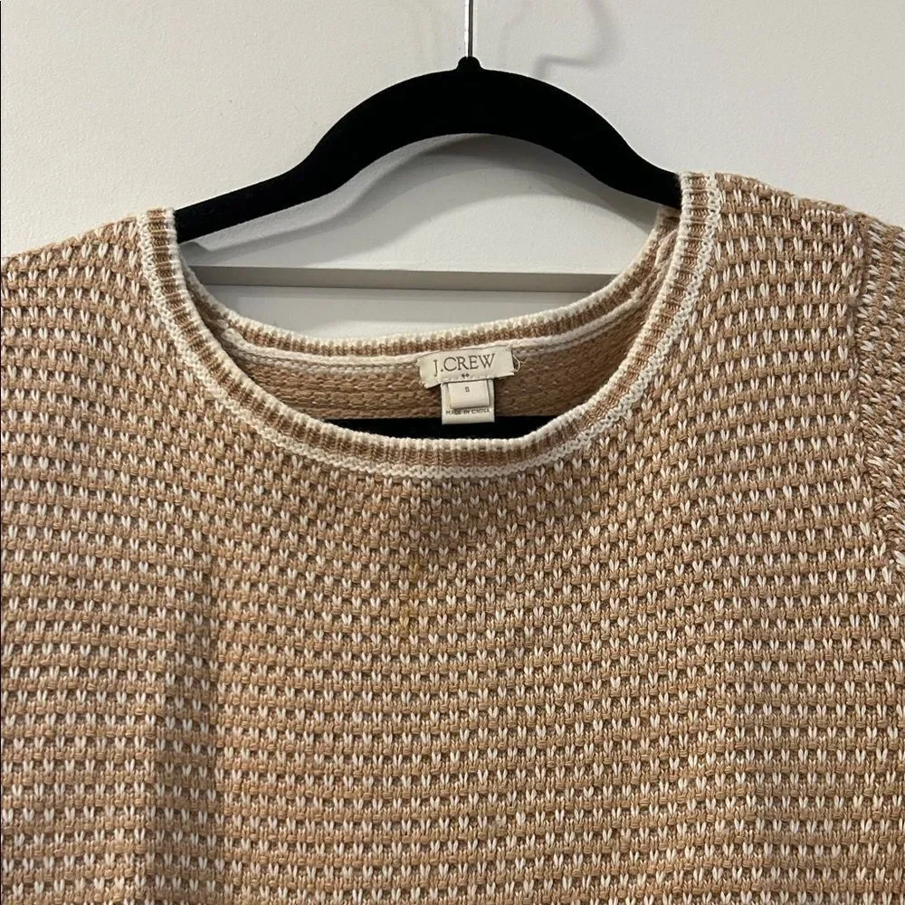 J. Crew Tan & White Knit Sweater, Size Small